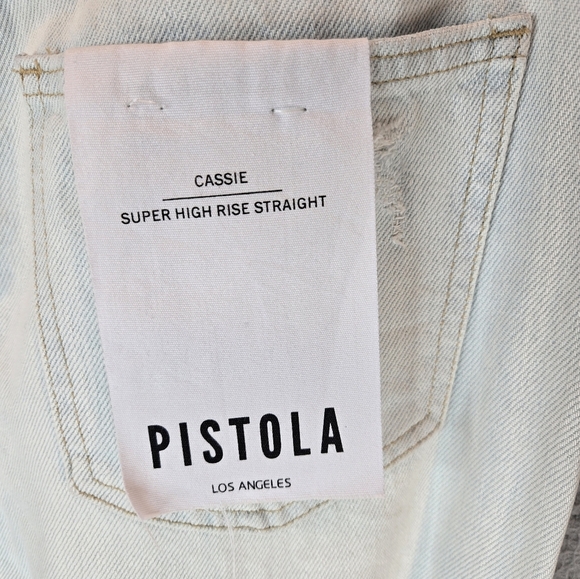 Pistola Cassie Super High Rise Straight Leg Jeans Sz 26x29.5 Super Distressed - Picture 12 of 16